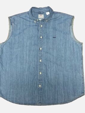Levi Strauss Denim Sleeveless Shirt Relaxed Fit Mens Size Large